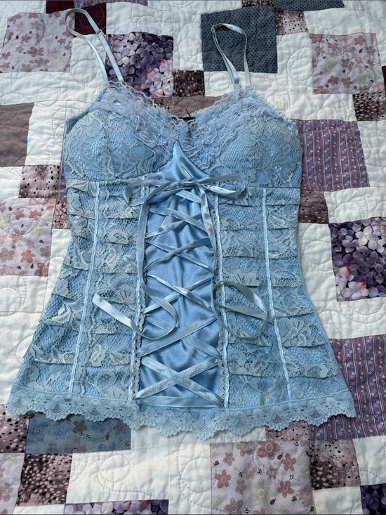 Crowns of Hearts Other - Lace-Up Light Blue Lace Cami Tank - Women’s Intimates